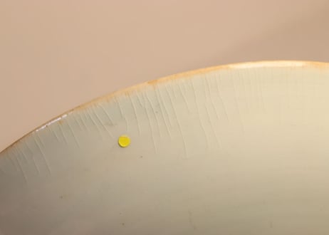 江戸幕末染付恵比寿,大黒,福禄寿図一尺二寸皿 ノミホツ,少甘手