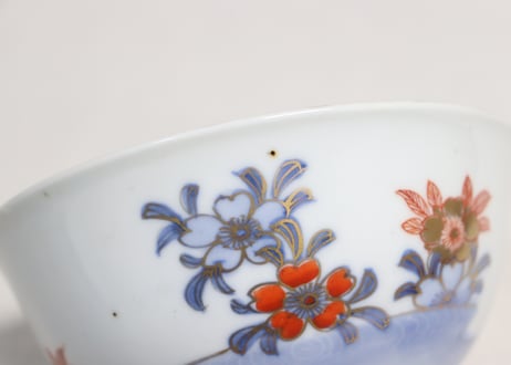 明治前期色絵三方桜図蓋茶碗