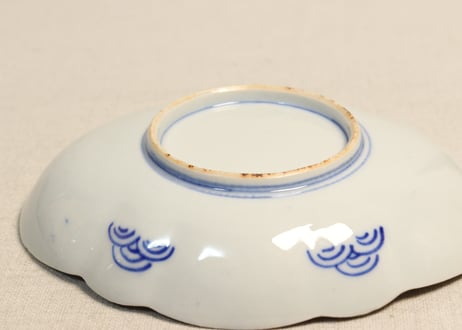 明治前期色絵紫陽花図木瓜型皿