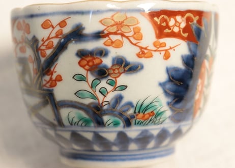明治前期色絵二方梅図向付