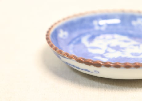 明治後期～大正銅判龍図イゲ縁小皿 ややかたつきあり