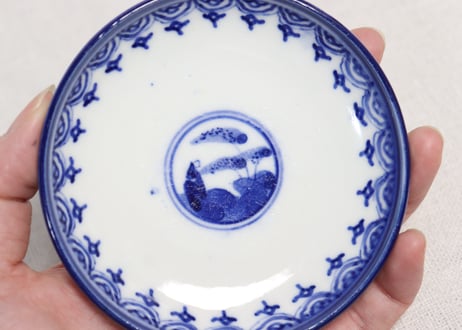 明治前期染付藤図蓋茶碗