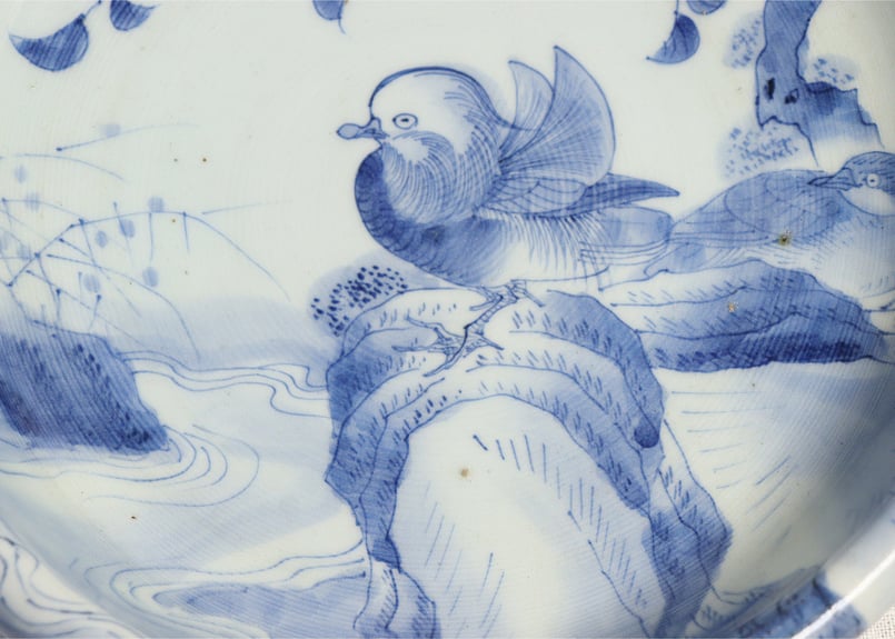 江戸幕末染付おしどり図9寸浅鉢 | 吉祥寺PukuPuku