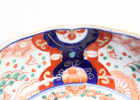 明治前期色絵波千鳥と獅子図春寒鉢 5客組 ややかたつき,ノミホツ