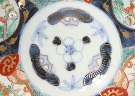 明治前期色絵梅と山水人物図なます皿