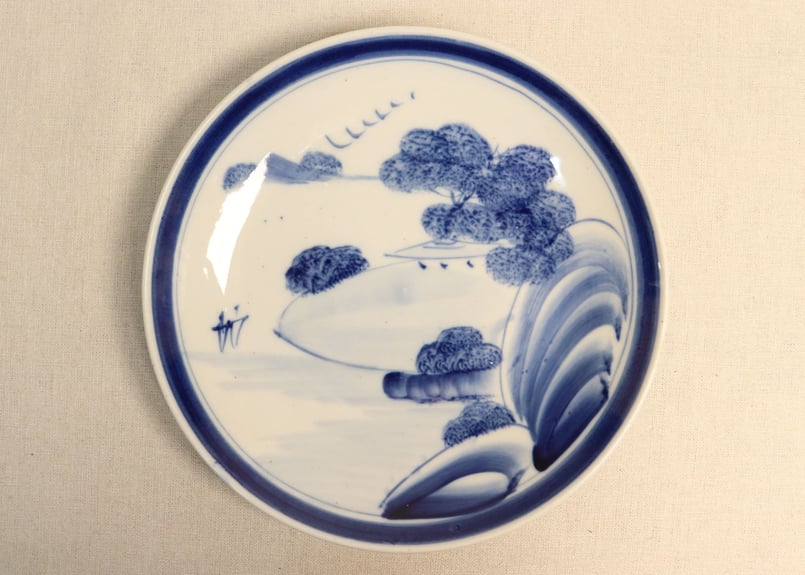 古染付 人物 山水紋 五寸皿 明 古染付人物文五寸皿 | LYAN ARTS' Collection online shop