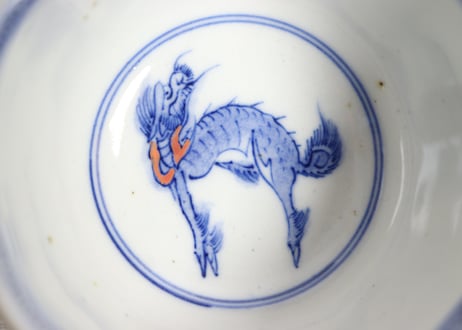 明治前期色絵麒麟と花鳥図通り物向付