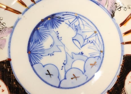 明治後期～大正色絵松竹梅図大なます皿①