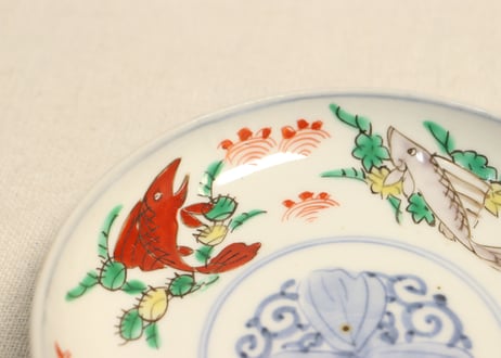 明治前期色絵魚図小皿