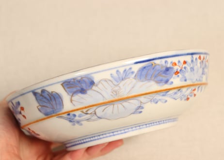 明治前期色絵竹林賢人図三ツ組鉢 中サイズ小ホツ有り
