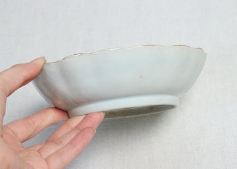 江戸幕末染付金彩山水図なます皿　少甘手
