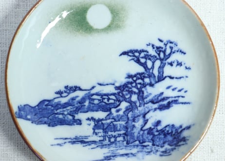 明治後期～大正銅判山水図小皿