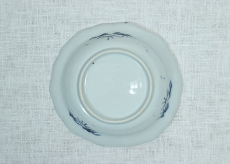 江戸幕末染付山水図つば縁なます皿