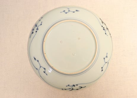 江戸中期染付梅に鶯図7寸皿①　フリモノ