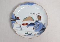 江戸後期色絵山水図7寸皿①