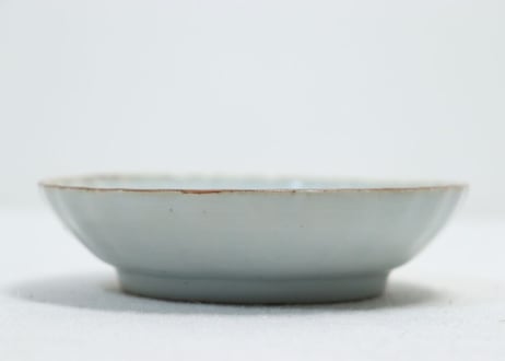 江戸幕末染付貝図菊花型小なます皿 ノミホツ,高台ホツ