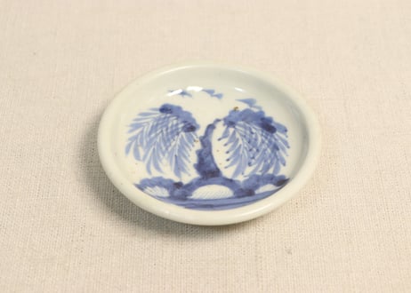 江戸中期染付柳図豆皿①