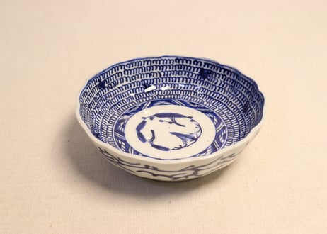 明治前期染付微塵唐草文なます皿