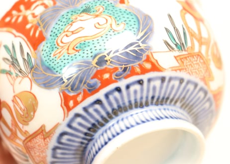 明治前期色絵兎図通り物飯茶碗①