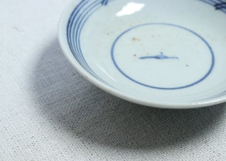 江戸幕末染付輪線に梅図飯茶碗➁　フリモノ,歪み