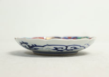 明治前期大聖寺焼色絵十二方花図小皿　5客組