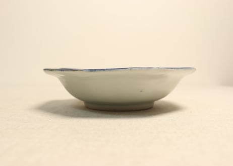 江戸後期染付水仙図八角皿②フリモノ,窯傷