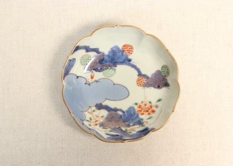 江戸中期色絵松図なます皿