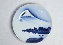 大正~昭和戦前吹き墨富士図8寸皿