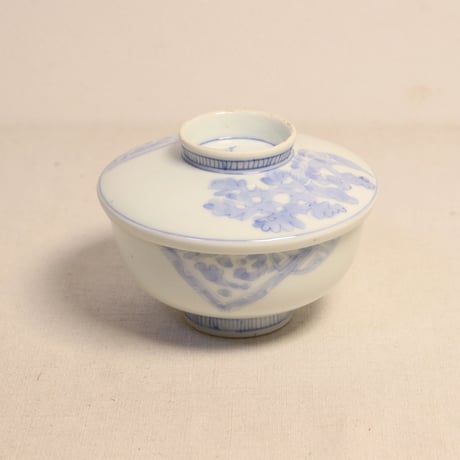 蓋茶碗□吸物碗 5客セット（江戸後期～明治期）丸窓幾何学模様紋