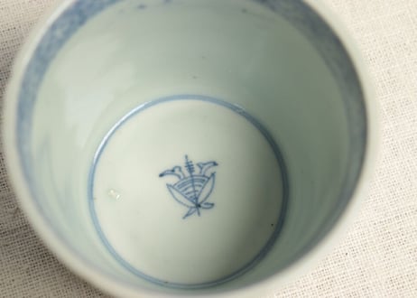 江戸後期染付芭蕉図猪口 ノミホツ