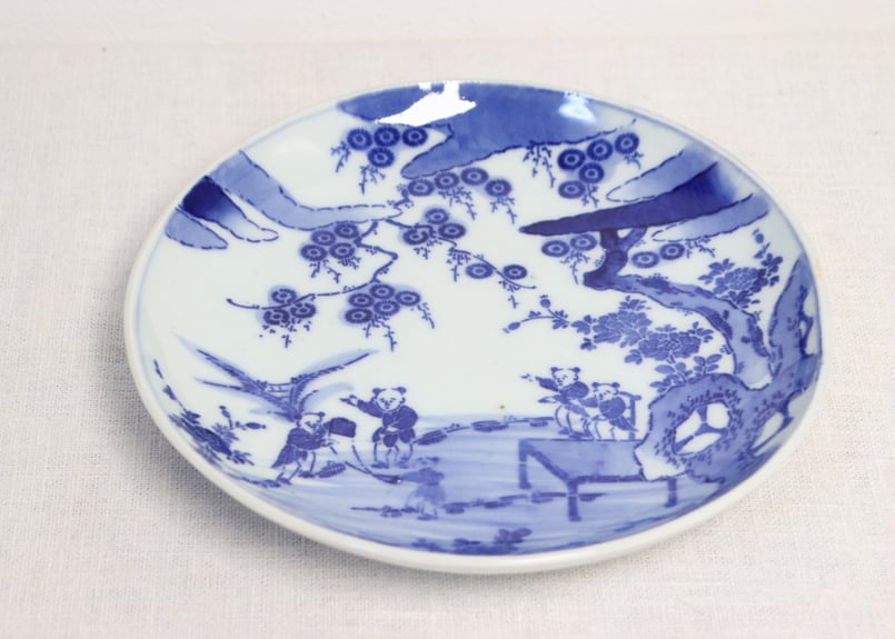 明治前期紙刷唐子図6寸皿 | 吉祥寺PukuPuku