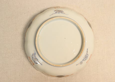 明治前期色絵山水図縁立六弁5寸皿