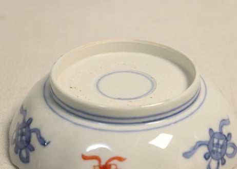 明治前期色絵鶴亀図なます皿②薄め