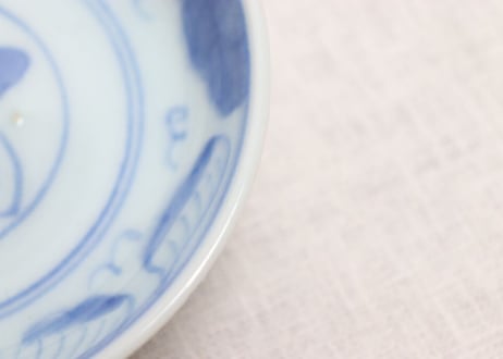 江戸幕末染付蝶図なます皿