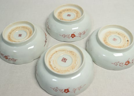 明治前期色絵三方菊図通り物なます皿