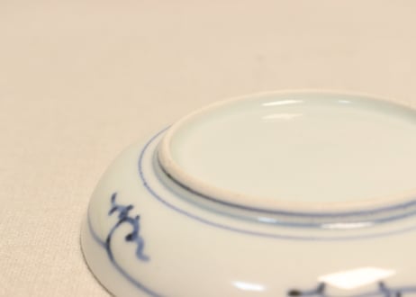 江戸中期染付山水図小皿③　ノミホツ