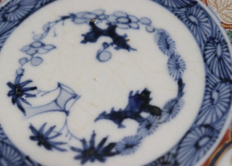 明治前期大聖寺焼色絵花図5寸皿②甘手