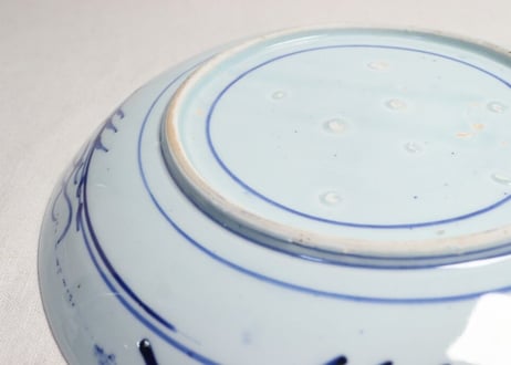 明治前期紙刷茄子鷹富士図大皿 ホツ