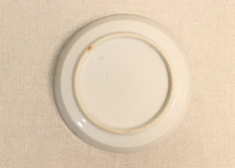 明治前期色絵山水に鶴図縁立ち小皿