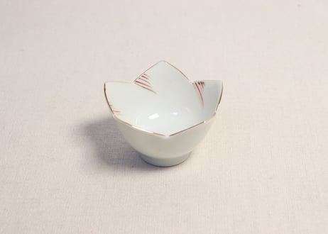 昭和戦前金彩赤絵五弁向付