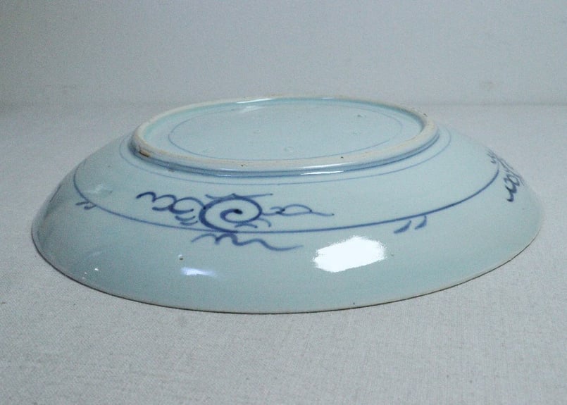 江戸幕末染付梅花氷裂に山水図尺1寸皿 | 吉祥寺PukuPuku