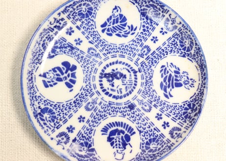 明治前期紙刷六歌仙図小皿