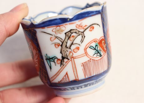 明治前期色絵牡丹と梅図のぞき