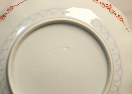 明治前期色絵果物籠引き人物図7寸皿
