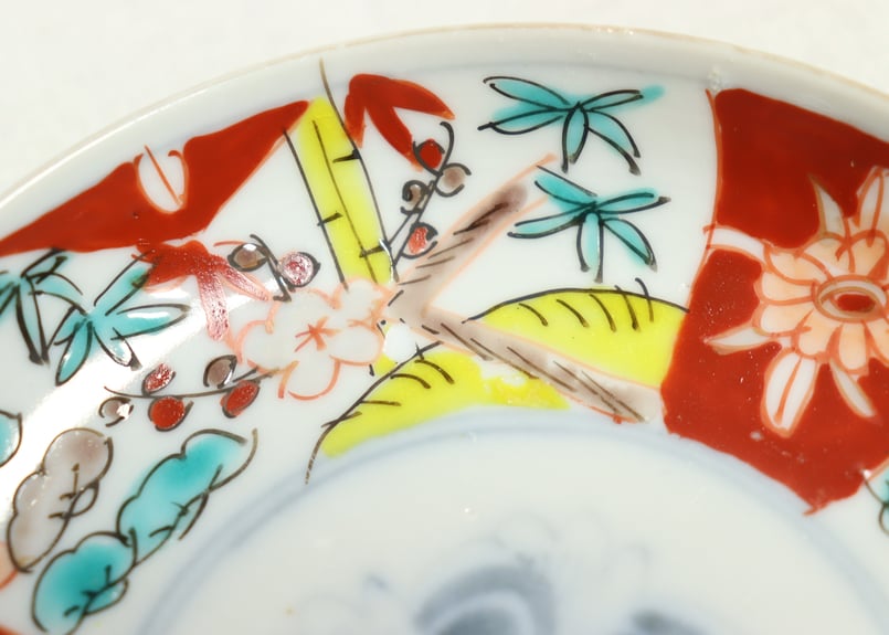 明治前期色絵三方に松竹梅図小皿②裏絵付け違い | 吉祥寺PukuPuku