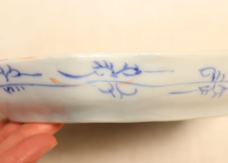 明治前期色絵牡丹図菱型皿