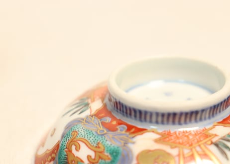 明治前期色絵兎図通り物飯茶碗①