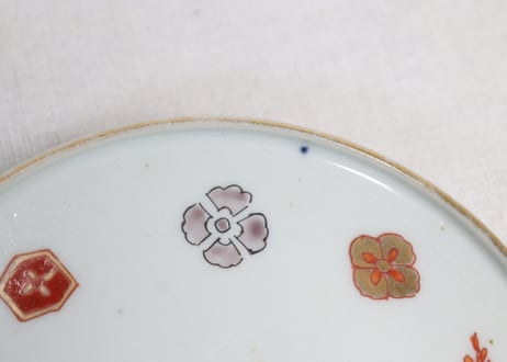 明治前期色絵網手に鶴と梅に鶯図通り物蒸茶碗①