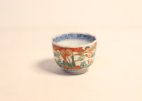 明治前期色絵軍配と鶴松図通り物向付