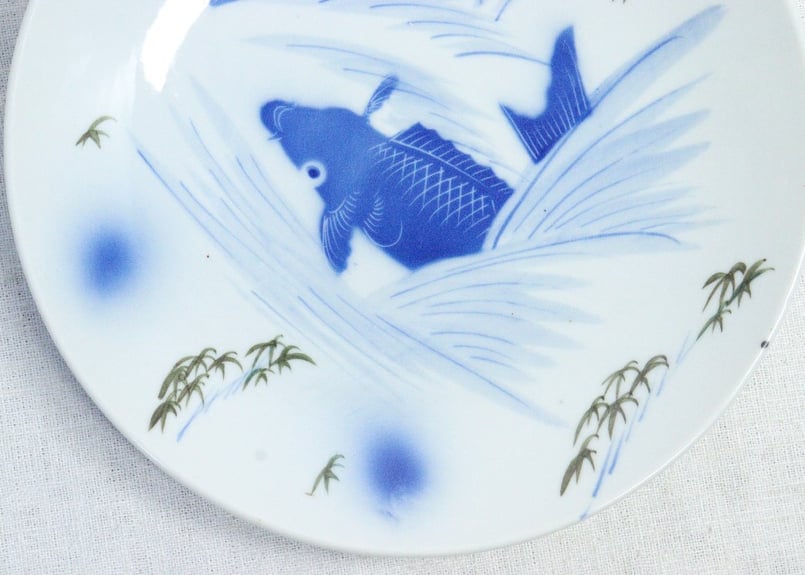 大正～昭和戦前吹墨鯉図8寸皿 | 吉祥寺PukuPuku